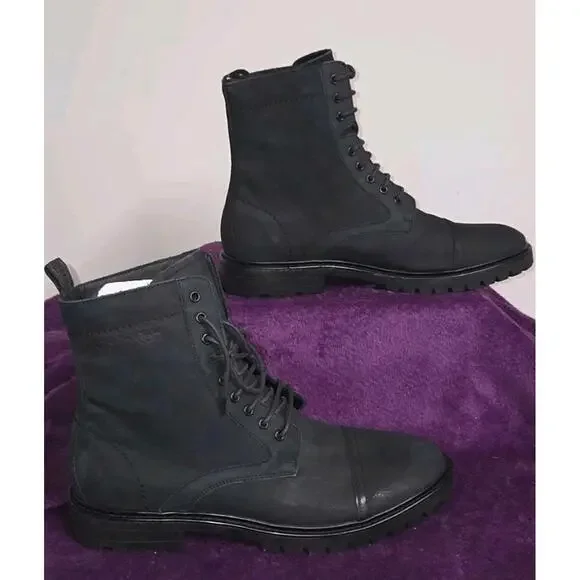 Men's Calvin Klein Lorenzo Lace Up Boots With Leather Upper Size 12 Black - Picture 1 of 9